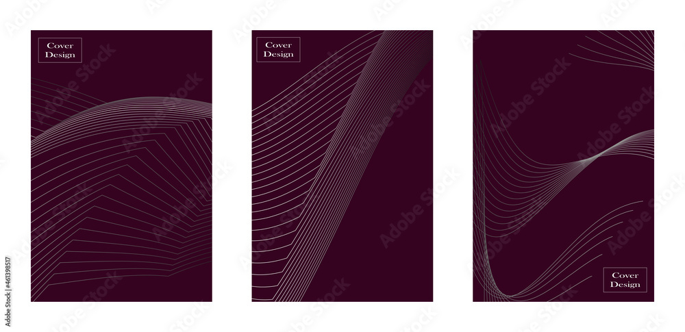 Set of modern cover purple background with lines Set of modern cover purple background with lines