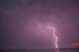 Lightning storm at sunset in Carpinteria