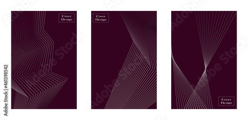Set of modern cover purple background with lines