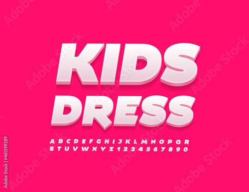 Wallpaper Mural Vector cute logo Kids Dress. Artistic 3D Font. White creative Alphabet Letters and Numbers set Torontodigital.ca