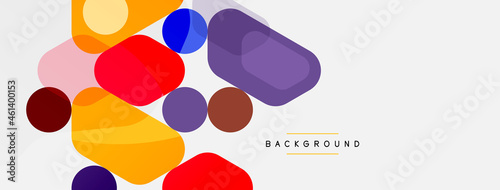 Abstract round geometric shapes and circles background. Trendy techno business template for wallpaper, banner, background or landing