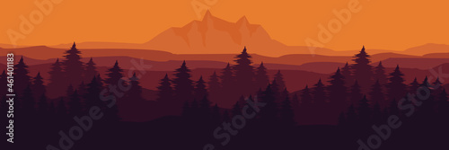 mountain forest landscape vector illustration good for wallpaper, background, backdrop, tourism design, and design template