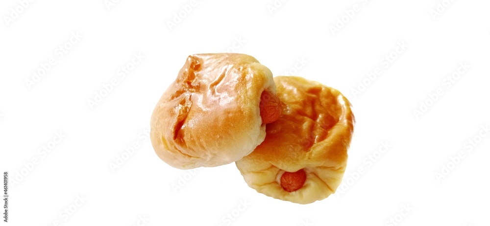 Sausage bread on a white background. Sausage bread on a white background.
