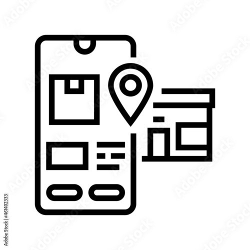 pick up location delivery line icon vector. pick up location delivery sign. isolated contour symbol black illustration