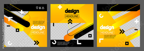 Modern yellow, white and black design for presentations templates with space for photo background. Annual report, leaflet, book, poster, flyer, brochure, cover design.