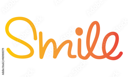 Smile Gradient Creative stylish Text calligraphy lettering Vector art illustration Isolated on White background. 