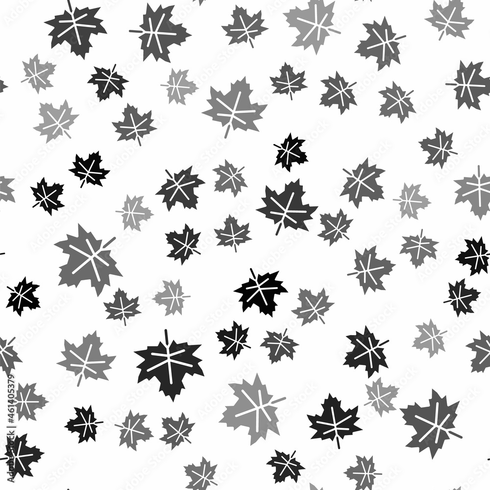 Black Leaf icon isolated seamless pattern on white background. Leaves sign. Fresh natural product symbol. Vector