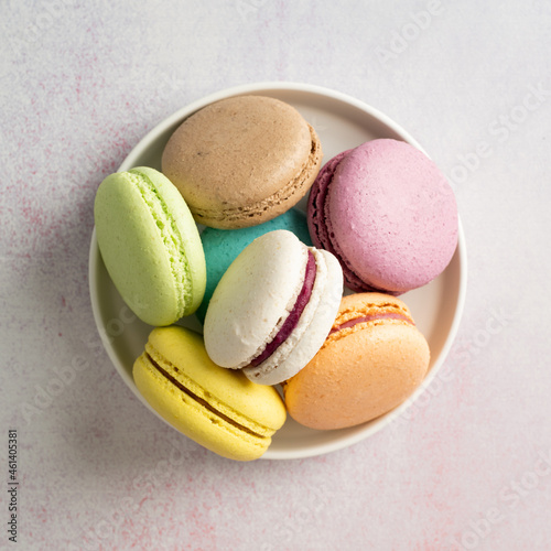 colorful macaroons on the plate