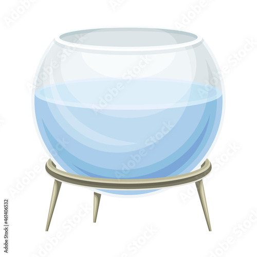 Empty fishbowl with water. Transparent glass aquarium vector illustration