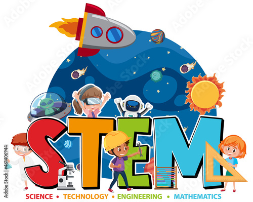 Colourful STEM education text icon