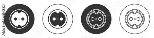 Black Electrical outlet icon isolated on white background. Power socket. Rosette symbol. Circle button. Vector