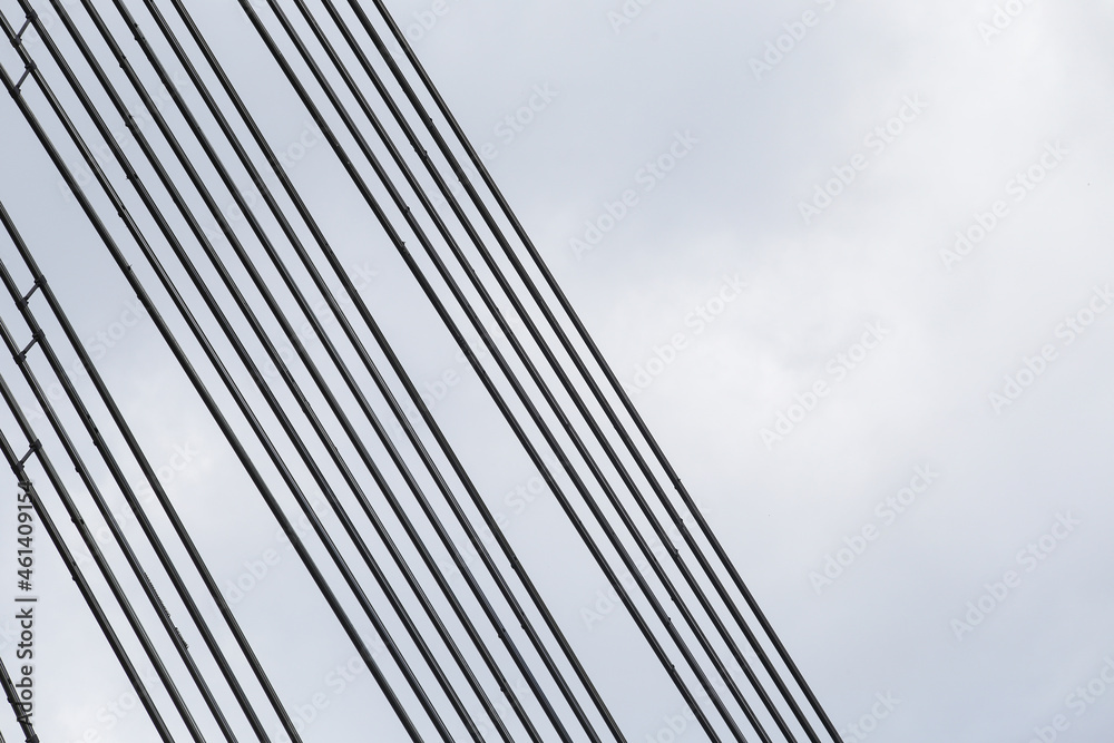 Close details of old large suspension bridge. Close details of old large suspension bridge.