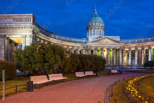 Kazan Cathedral in St. Petersburg, Russia. White nights.