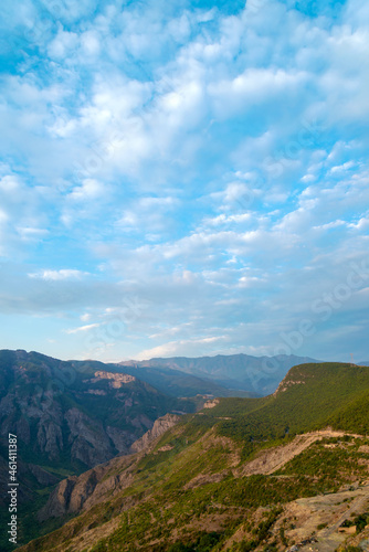 A beautiful dawn over the mountains in Tatev