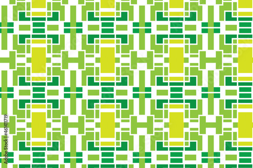 letter H pattern combined with rectangle shape. multicolored green seamless pattern design template.