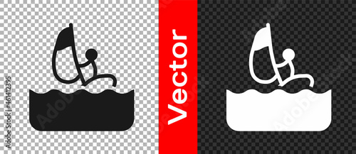 Black Windsurfing icon isolated on transparent background. Vector