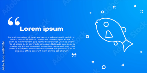 White line Tropical fish icon isolated on blue background. Exotic fish. Vector