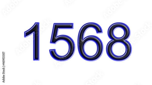 blue 1568 number 3d effect white background