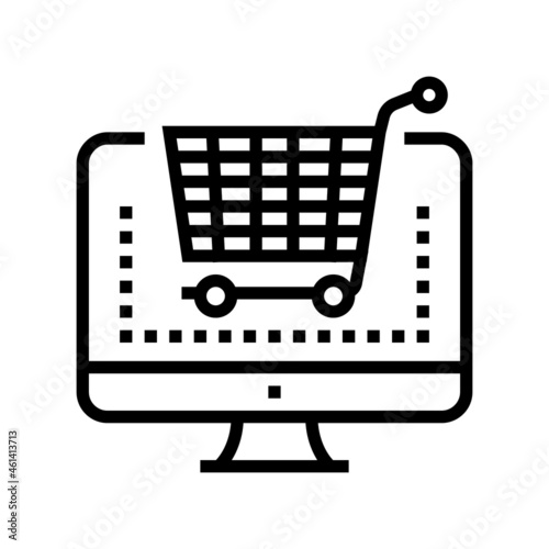 electronic eshopping purchase line icon vector. electronic eshopping purchase sign. isolated contour symbol black illustration