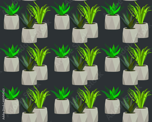 House concrete plants modern pattern for print design. Cartoon set with house plants pattern.