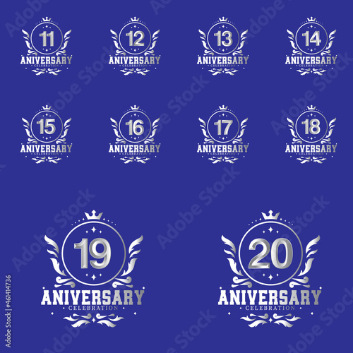 set Year Anniversary Set Vector Template Design Illustration
