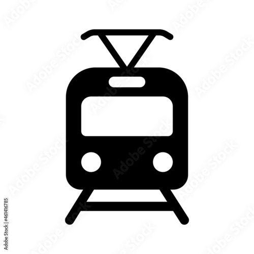 Lightrail or light rail transit with pantograph flat vector icon for transportation apps and websites