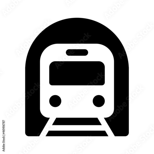 Underground subway train coming out of a tunnel flat vector icon for transportation apps and websites photo