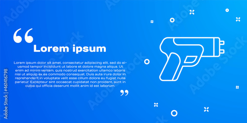 White line Police electric shocker icon isolated on blue background. Shocker for protection. Taser is an electric weapon. Vector
