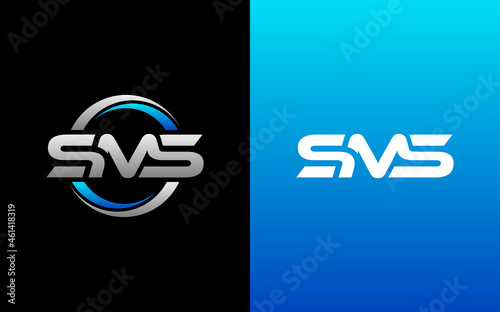 SMS Letter Initial Logo Design Template Vector Illustration