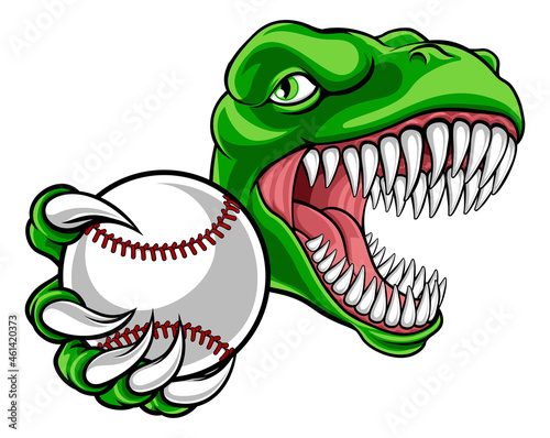Dinosaur Baseball Player Animal Sports Mascot
