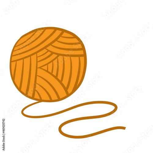 Ball of wool threads. Device for knitting and hobbies. Hand made product. Cartoon outline illsutration