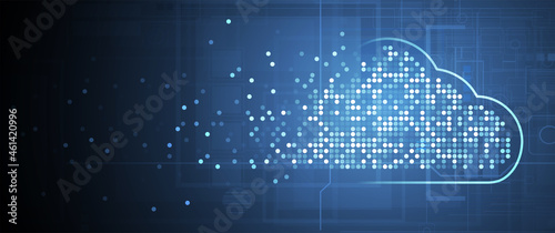 Cloud technology. Integrated digital web concept background