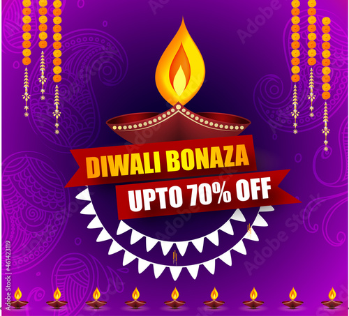 Abstract Grand diwali Dhamaka sale background with offer details  banner or sale poster for indian festival diwali celebration. Happy Diwali meaning festival of lights