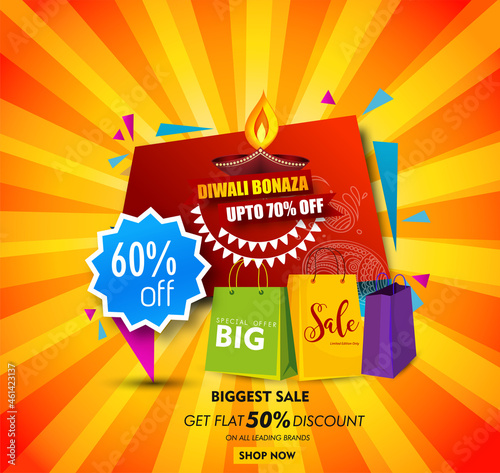 Abstract, banner or poster for Dhanteras  Gold coin in pot for Dhanteras celebration and diwali festival celebration with hindi text shubh labh meaning 'wishing prosperity'
