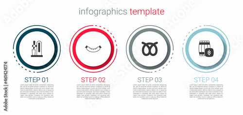 Set Beer tap with glass, Sausage, Pretzel and Wooden barrel. Business infographic template. Vector
