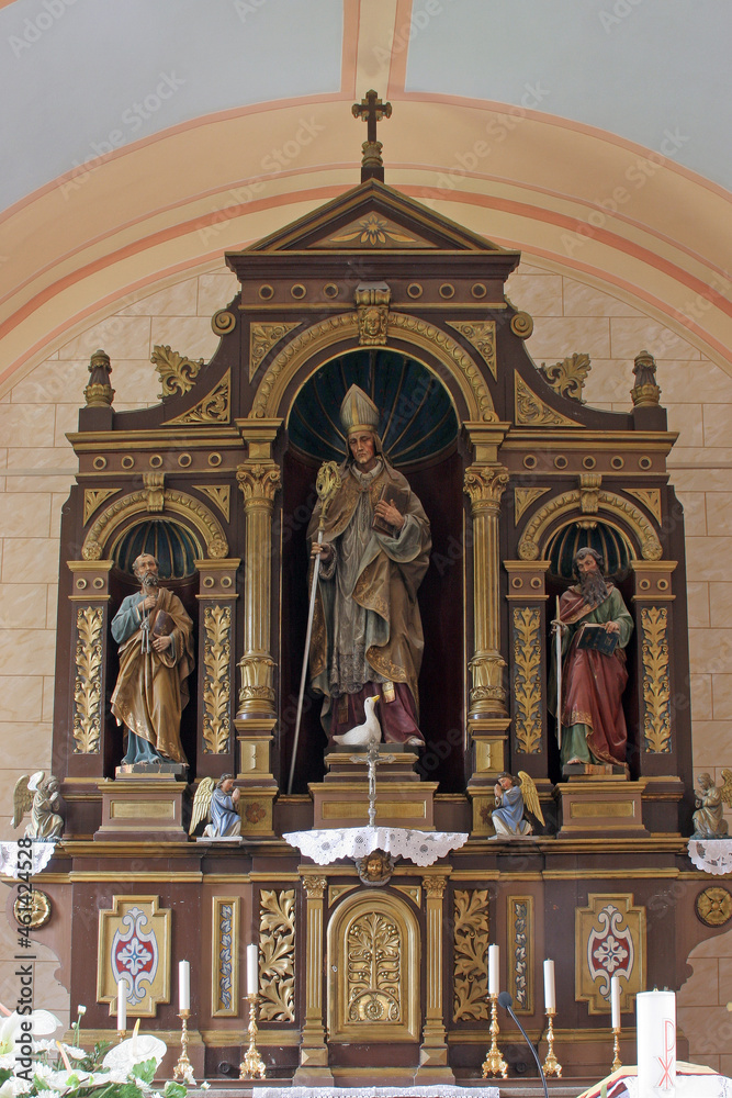 Main altar in the Church of St. Martin in Breznicki Hum, Croatia