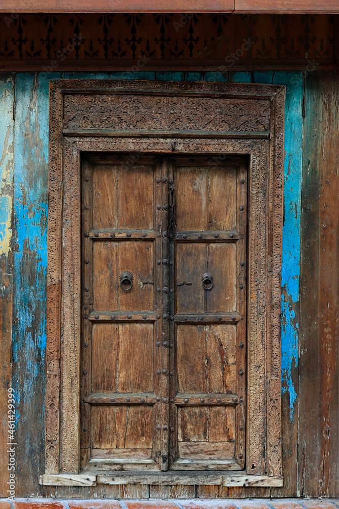 antique wooden door with brass door handle antique wooden door with brass door handle