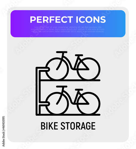 Bike storage thin line icon. Modern vector illustration for logo.