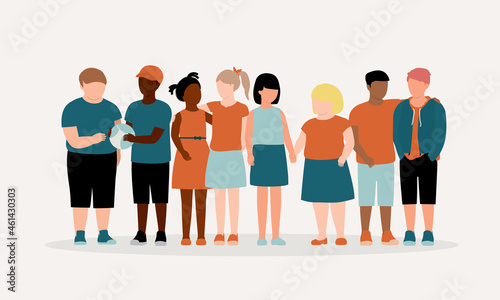 Portrait Of Diverse Group Of Children Bonding With Each Other.