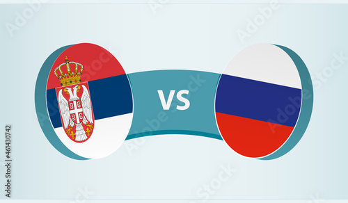 Serbia versus Russia, team sports competition concept.