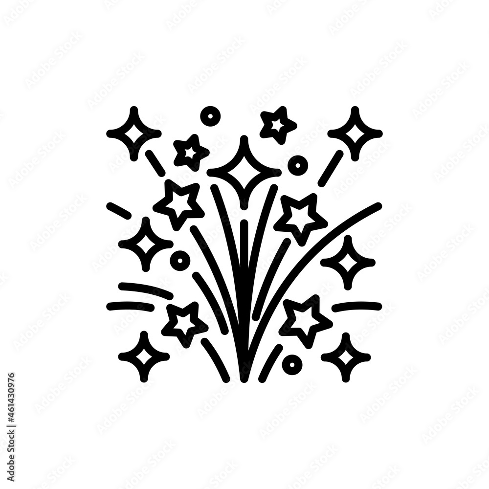 Fireworks thin line icon. Modern vector illustration of party entertainment. Fireworks thin line icon. Modern vector illustration of party entertainment.