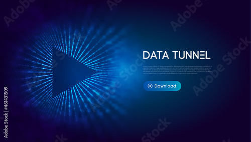 Triangle tunnel big data vector illustration. Abstract digital background. Computer triangle tunnel technology background. Sorting data and network security. Innovation technology business abstract