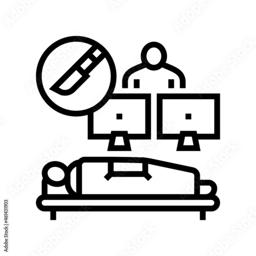 long distance surgery line icon vector. long distance surgery sign. isolated contour symbol black illustration