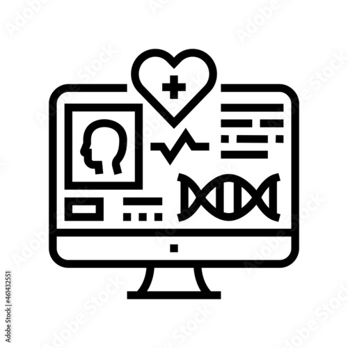 telehealth researching line icon vector. telehealth researching sign. isolated contour symbol black illustration