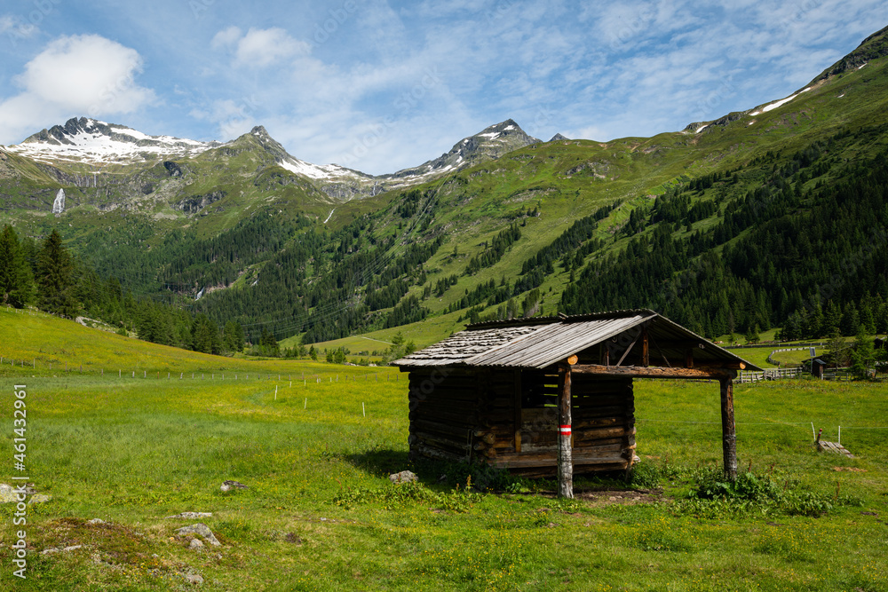 Old small wooden house in the alps