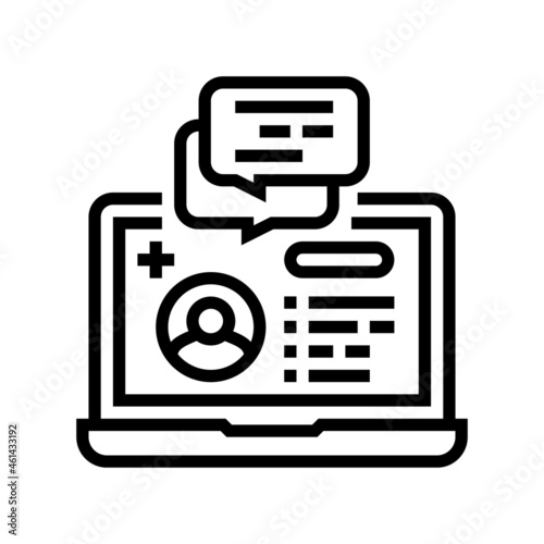remote consultation line icon vector. remote consultation sign. isolated contour symbol black illustration