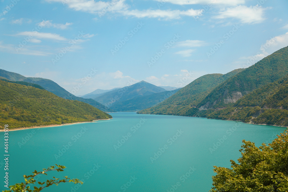 lake in the mountains in summer, Zhinvali reservoir