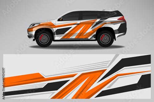 Wrap car vector design decal. Graphic abstract line racing background design for vehicle  race car  rally  adventure livery camouflage.