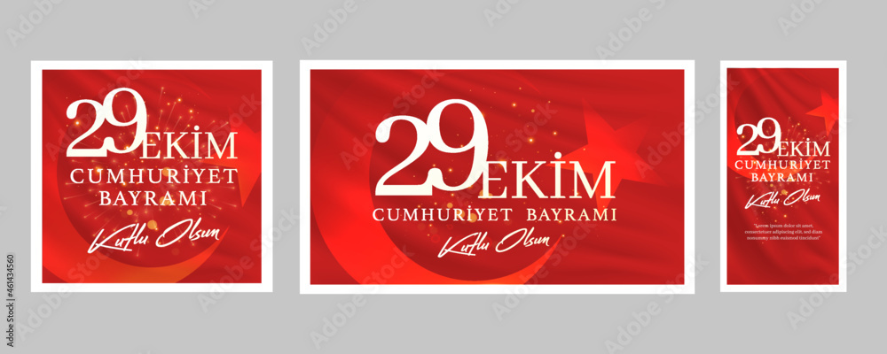 29 ekim Cumhuriyet Bayrami kutlu olsun, Republic Day Turkey. Translation: 29 october Republic Day Turkey and the National Day in Turkey happy holiday. graphic for design elements vector illustration.