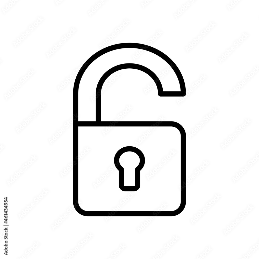 unlocked padlock icon vector lines illustration on a white badground. unlocked padlock icon vector lines illustration on a white badground.